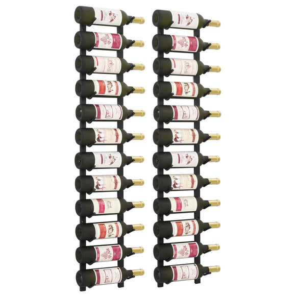 NNEVL Wall Mounted Wine Racks for 12 Bottles 2 pcs Black Iron