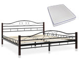 NNEVL Bed with Memory Foam Mattress Black Metal 153x203 cm Queen Size