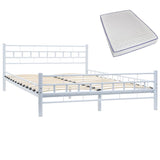 NNEVL Bed with Memory Foam Mattress White Metal 137x187 cm Double Size