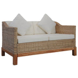 NNEVL 2-Seater Sofa with Cushions Natural Rattan