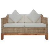 NNEVL 2-Seater Sofa with Cushions Natural Rattan