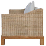 NNEVL 2-Seater Sofa with Cushions Natural Rattan