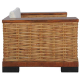 NNEVL Armchair with Cushions Brown Natural Rattan