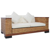 NNEVL 2-Seater Sofa with Cushions Brown Natural Rattan