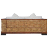 NNEVL 2-Seater Sofa with Cushions Brown Natural Rattan
