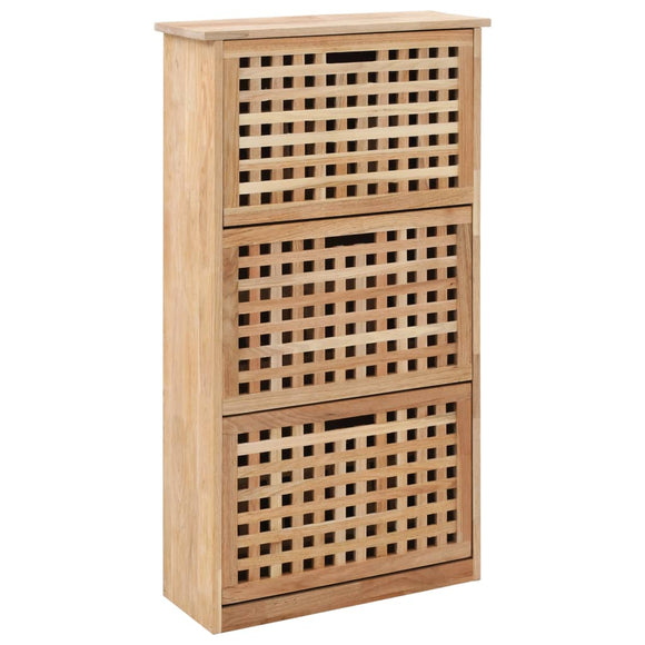 NNEVL Shoe Storage Cabinet 55x20x104 cm Solid Walnut Wood