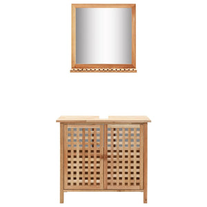 NNEVL Sink Cabinet with Mirror Solid Walnut Wood