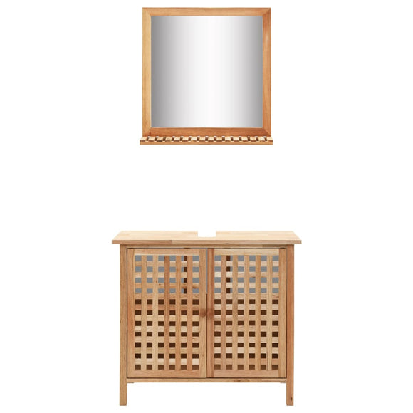 NNEVL Sink Cabinet with Mirror Solid Walnut Wood