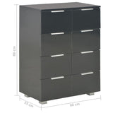 NNEVL Sideboard High Gloss Black 60x35x80 cm Chipboard