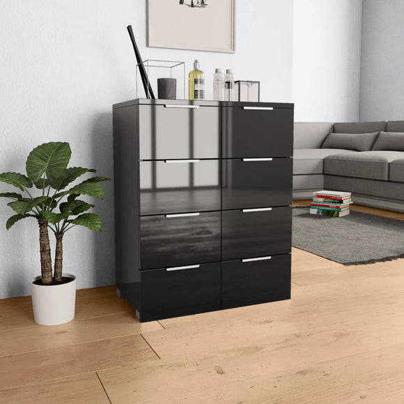 NNEVL Sideboard High Gloss Black 60x35x80 cm Chipboard