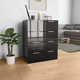 NNEVL Sideboard High Gloss Black 60x35x80 cm Chipboard