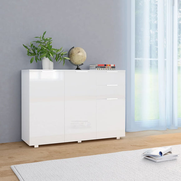 NNEVL Sideboard High Gloss White 107x35x76 cm