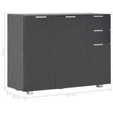 NNEVL Sideboard High Gloss Black 107x35x76 cm