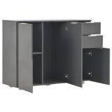 NNEVL Sideboard High Gloss Grey 107x35x76 cm