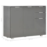 NNEVL Sideboard High Gloss Grey 107x35x76 cm