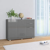 NNEVL Sideboard High Gloss Grey 107x35x76 cm