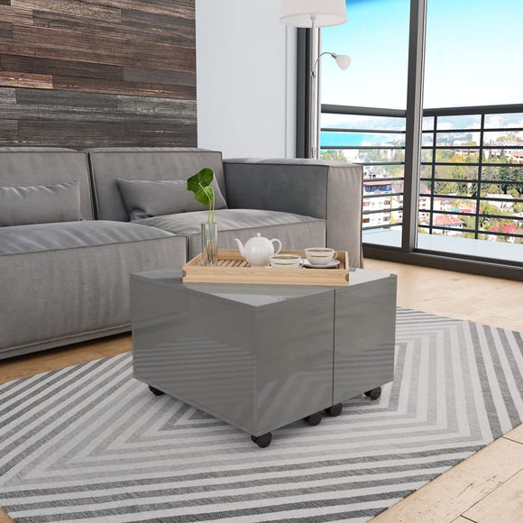 NNEVL Coffee Table High Gloss Grey 60x60x35 cm Chipboard