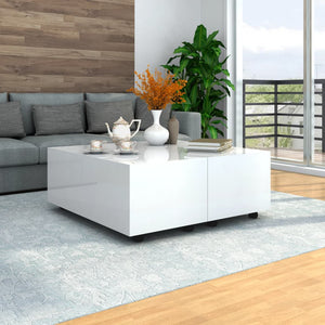 NNEVL Coffee Table High Gloss White 100x100x35 cm