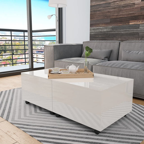 NNEVL Coffee Table High Gloss White 120x60x35 cm