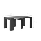 NNEVL Extendable Dining Table High Gloss Black 175x90x75 cm