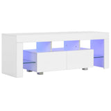 NNEVL TV Cabinet with LED Lights High Gloss White 130x35x45 cm