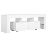 NNEVL TV Cabinet with LED Lights High Gloss White 130x35x45 cm