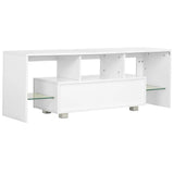 NNEVL TV Cabinet with LED Lights High Gloss White 130x35x45 cm
