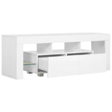NNEVL TV Cabinet with LED Lights High Gloss White 130x35x45 cm