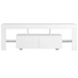 NNEVL TV Cabinet with LED Lights High Gloss White 130x35x45 cm