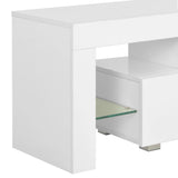 NNEVL TV Cabinet with LED Lights High Gloss White 130x35x45 cm
