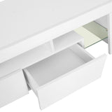 NNEVL TV Cabinet with LED Lights High Gloss White 130x35x45 cm