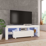 NNEVL TV Cabinet with LED Lights High Gloss White 130x35x45 cm