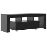 NNEVL TV Cabinet with LED Lights High Gloss Black 130x35x45 cm