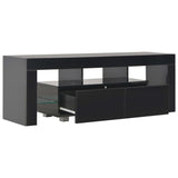 NNEVL TV Cabinet with LED Lights High Gloss Black 130x35x45 cm