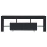 NNEVL TV Cabinet with LED Lights High Gloss Black 130x35x45 cm