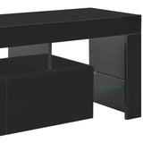 NNEVL TV Cabinet with LED Lights High Gloss Black 130x35x45 cm