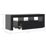 NNEVL TV Cabinet with LED Lights High Gloss Black 130x35x45 cm