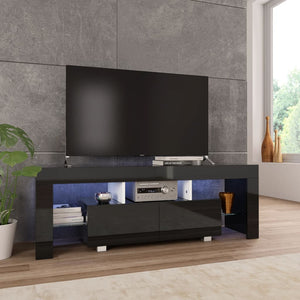 NNEVL TV Cabinet with LED Lights High Gloss Black 130x35x45 cm