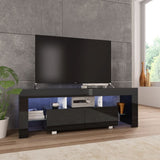 NNEVL TV Cabinet with LED Lights High Gloss Black 130x35x45 cm