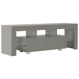 NNEVL TV Cabinet with LED Lights High Gloss Grey 130x35x45 cm