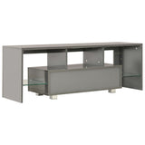 NNEVL TV Cabinet with LED Lights High Gloss Grey 130x35x45 cm