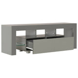 NNEVL TV Cabinet with LED Lights High Gloss Grey 130x35x45 cm