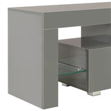 NNEVL TV Cabinet with LED Lights High Gloss Grey 130x35x45 cm