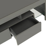 NNEVL TV Cabinet with LED Lights High Gloss Grey 130x35x45 cm
