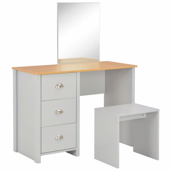NNEVL Dressing Table with Mirror and Stool Grey 104x45x131 cm