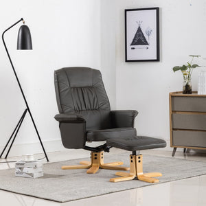 NNEVL Armchair with Footrest Grey Faux Leather