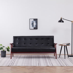 NNEVL 3-Seater Sofa Black Faux Leather