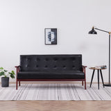 NNEVL 3-Seater Sofa Black Faux Leather