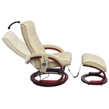 NNEVL TV Massage Chair with Footstool Cream Faux Leather