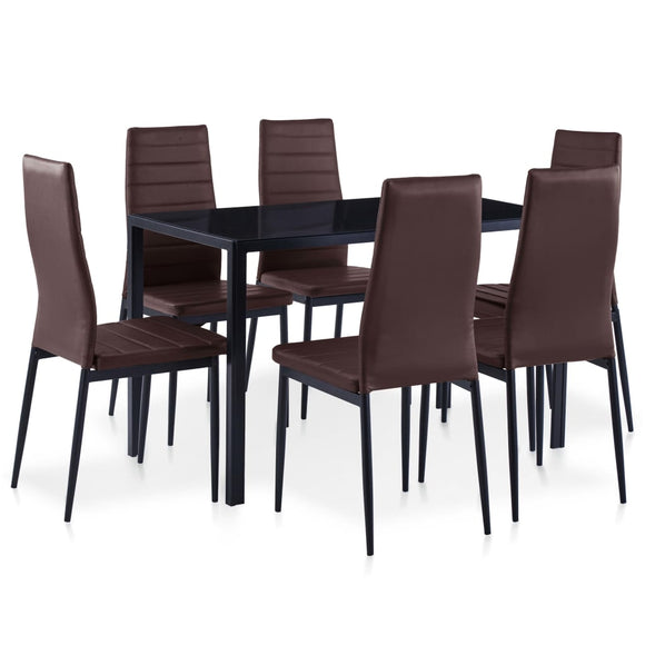 NNEVL Seven Piece Dining Set Brown